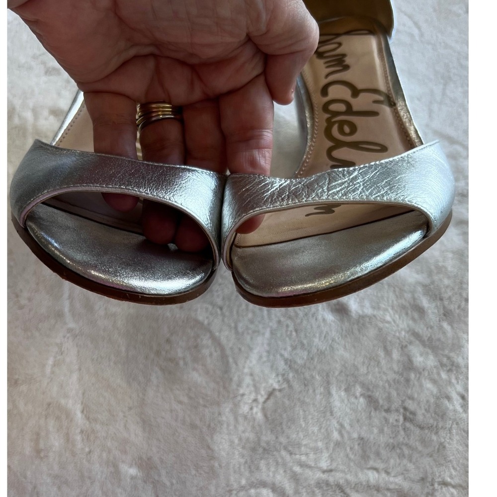 Sam Edelman Susie Silver Metallic Block Heel Sandals Ankle Strap Womens Size 6 - Picture 5 of 9
